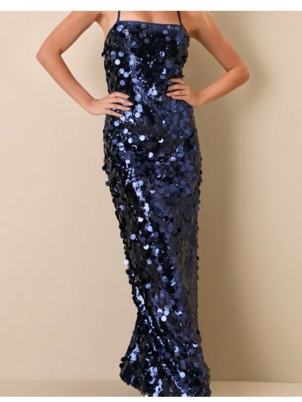 Lulu's Navy Sequin Maxi Dress